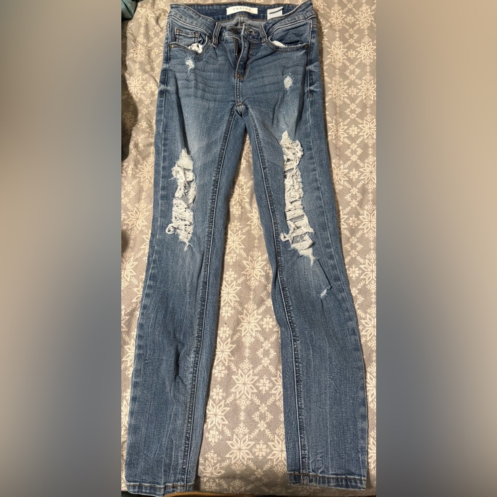 Eunina Light Blue Skinny Distressed Jeans